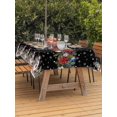 thumbnail image 2 of Outdoor Tablecloth with Umbrella Hole and Zipper, Christmas Black Rectangle Table Cloth 60x84 Inch Waterproof Tablecloth, Xmas Snowman Red Poinsettia Winter Snowflakes Picnic Table Cover for Patio, 2 of 7