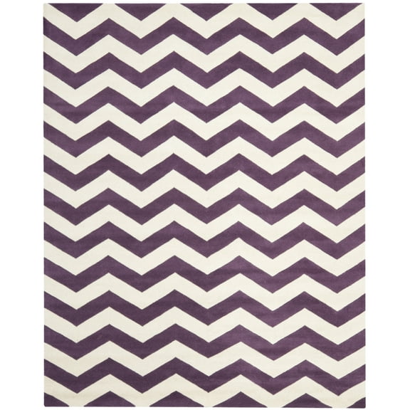 SAFAVIEH Chatham Jake Geometric Wool Area Rug, Purple/Ivory, 8'9" x 12'