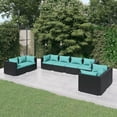 thumbnail image 1 of vidaXL 8 Piece Patio Lounge Set with Cushions Poly Rattan Black, 1 of 5