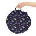 thumbnail image 2 of Alien Round Floor Cushion with Handle, Composition of Stars Rockets Planets in Soft Tones, Decorative Pillow for Living Room & Dorms, 18" Round, Multicolor, by Ambesonne, 2 of 4