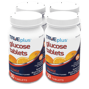 TRUEplus Glucose Tablets, Orange Flavor - 50ct Bottle (4 Pack)