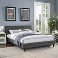 thumbnail image 2 of Modern Contemporary Urban Design Bedroom Full Size Platform Bed Frame, Grey Gray, Fabric Wood, 2 of 5