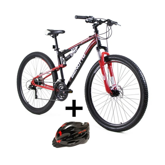 Combo Bicicleta Benotto Blackcomb R29 con Casco Negro/Rojo negro