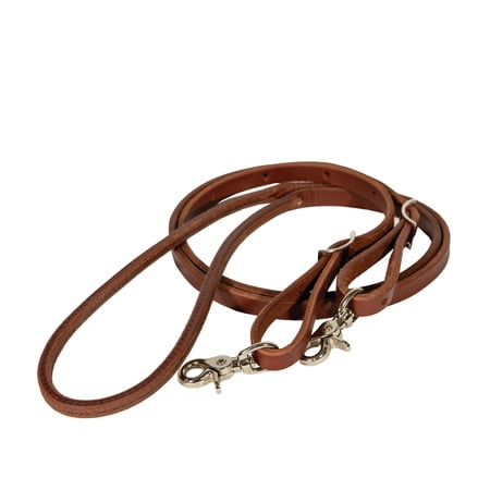 Professional s Choice Ranch Rein - 5/8 x 7 Heavy Oil Harness Leather Rolled Center & Scissor Snaps