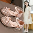 thumbnail image 7 of LOVZFMLL Girl's Dress Shoes Adorable Sparkle Mary Jane Bow Princess Low Heels Wedding Party Footwear for Toddler Kids Pink 3-4 Years, 7 of 7