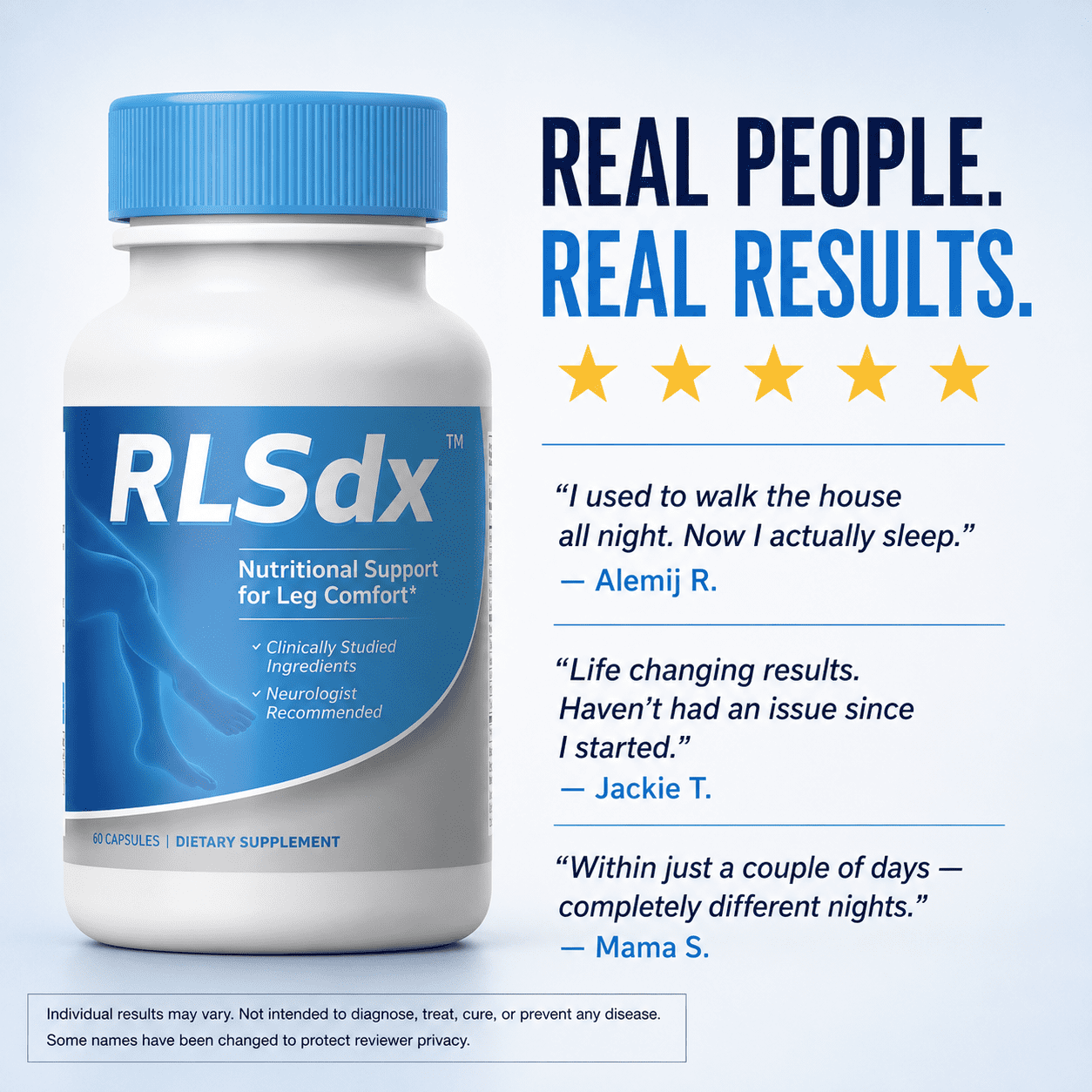RLSdx Advanced Restless Legs & Muscle Cramps Pain Relief Supplement