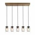 thumbnail image 4 of LNC 5 Glass Mason Jar Kitchen Island Lighting Multi-Pendant Chandelier Wood Canopy, Brown Hanging Pendant Lights, 4 of 5