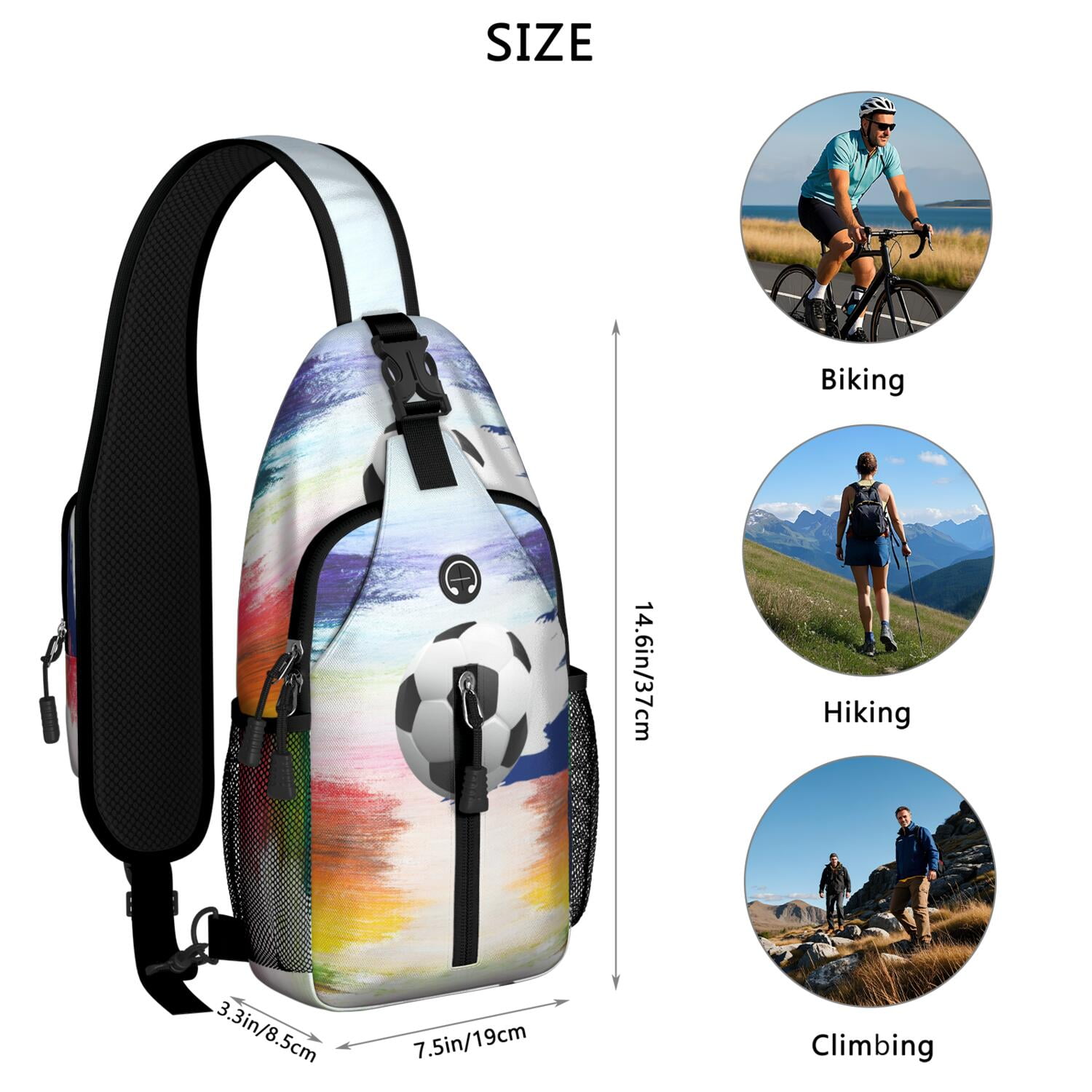 Competition Ready Sports Sling Backpack for Kids and Teens – Water-Resistant Crossbody Shoulder Bag with Secure Zippers, Partitioned Compartments, Large Front Pocket, Perfect for Baseball,