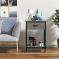 thumbnail image 3 of VECELO Nightstand with Drawer and Storage Shelf, Modern End Side Table for Bedroom, Living Room, Office, Hemp Gray, 3 of 11