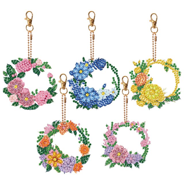 (LY241) (Diamante Doble Cara 5 Piezas) Llavero Con DIY Llavero Con Forma Guirnalda (diamante Forma Especial)