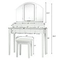 thumbnail image 3 of Costway Vanity Table Stool Set Large Tri-folding Lighted Mirror 6 Drawer Dresser White, 3 of 10