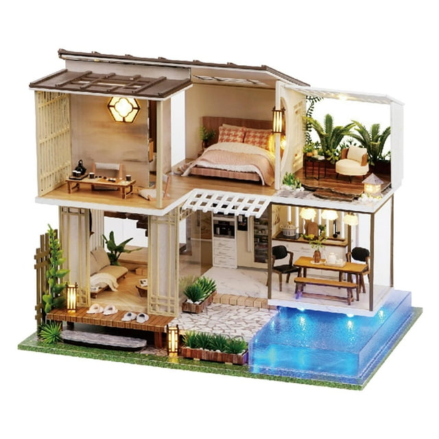 Estuche a prueba De polvo Zulema Casa ñecas De madera Miniatura Rompecabezas 3D Artesanías Casa pequeña moderna