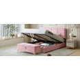 thumbnail image 3 of 2-Pieces Bedroom Sets, Queen Size Upholstered Platform Bed, Queen Bed Frame with Hydraulic Storage System and Storage Ottoman, Modern Storage Ottoman with Metal Legs for Teens, Adults, Pink, 3 of 9
