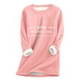 thumbnail image 3 of Feancey Letter Print Sweatshirts for Women Casual Fleece Lined Crewneck Pullover Winter Warm Pajama Tops Comfy Soft Fuzzy Loungewear Pink L, 3 of 6