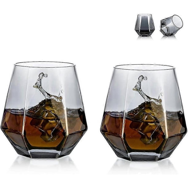 Diamond Whiskey Glasses 2 Pack Juice Glasses Tilt Scotch Whisky Glasses 300ml Whiskey Glasses Modern