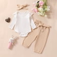 thumbnail image 2 of Staki Baby Girl Winter Clothes Baby Boys Girls Long Sleeve Bodysuit Pants and Cap 3 Piece Outfit Set for Newborn Infant 9 12 Months(Khaki, 9-12 Months), 2 of 6