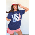 thumbnail image 2 of Women's Blue USA Graphic July 4th Crew Neck T-Shirt - Perfect for Independence Day | [ZhiHiMeRi] | (US 20-22)2XL, 2 of 9