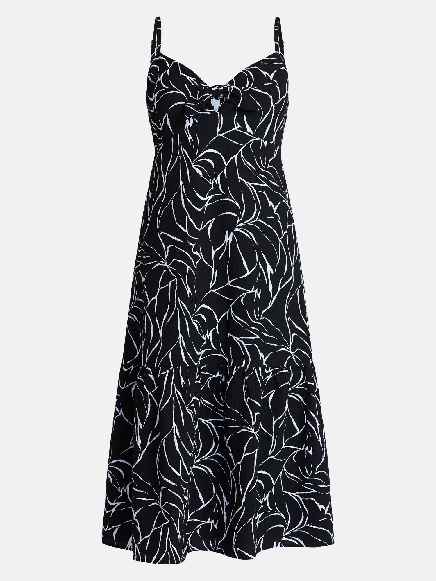 Time and Tru Women's Tie Front Sleeveless Midi Dress, Sizes XS-XXXL