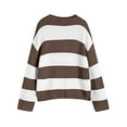 thumbnail image 4 of vigerkar Women's Fashion 2026 Long Sleeve Oversized Striped Color Block Comfy Loose Crew Neck Knitted Pullover Sweater (Coffee, XL), 4 of 5