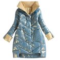 thumbnail image 2 of Dwaogom Fashion Women Comfortable Casual Put Together Pocket Solid Color Long Sleeve Hooded Casual Outwear Parkas Tan Wool Coat Long Sleeve Blouses, 2 of 3