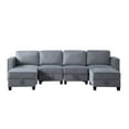 thumbnail image 4 of 116'' Velvet U Shaped Sectional Sofa Couch with Storage Function and Adjustable Backrest, Living Room Sofa Set with Ottoman and DIY Combination, Modular Sectional Sofa for Living Room, Dark Gray, 4 of 9