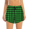 thumbnail image 4 of Lsque Buffalo Plaid Green Black Printed Women's Running Shorts with Liner Pockets,Elastic Quick Dry Workout Athletic Gym Yoga Shorts,Womens High Waist Shorts-Large, 4 of 9