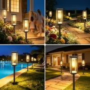 Bright Solar Pathway Lights Outdoor, 4 Pack Solar Powered Garden Lights Waterproof, Auto On/Off Outdoor Lighting for Lawn Patio Walkway Driveway Path Yard Decor
