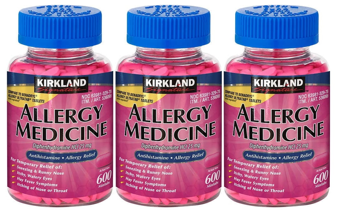 Kirkland Allergy Medicine Diphenhydramine HCI 25 Mg 600 Tablets (Pack