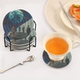 thumbnail image 3 of Yayeee 6 PCS Drink Coasters with Holder Set Woven Absorbent Round Tabletop Hot Pad, Blue Planet, 3 of 7