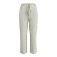 thumbnail image 4 of Nhthy Women's Solid Summer Drawstring Waist Cargo Pants Wide Leg Casual Loose Fit Trousers White L, 4 of 6
