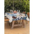 thumbnail image 2 of Outdoor Tablecloth with Umbrella Hole and Zipper, Blue Christmas Poinsettia Rectangle Table Cloth 52x70 Inch Waterproof Tablecloth, Xmas Botanical Balls Snowflake Rustic Picnic Table Cover for Patio, 2 of 7