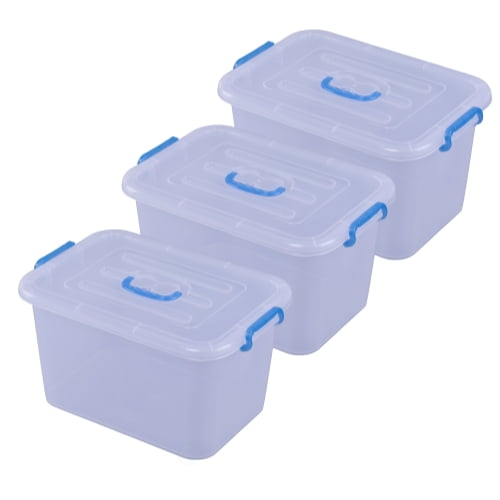 Large Clear Storage Container With Lid And Handles Set Of 3 Com Large Clear Storage Container With Lid, Large Plastic Storage Totes With Lids