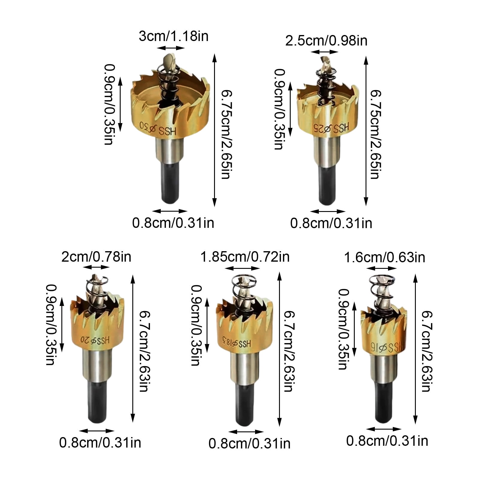 5 Cobalt High-Speed Steel Drill Bit Set - 135° Split Tip, 5 Sizes For Stainless Steel, Aluminum, Wood, Iron - Handheld/Fixed Drilling With Metal Reamers