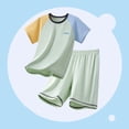 thumbnail image 2 of zbxnLI Boys Summer 2 Piece Outfits Summer Block Color Short Sleeve T Shirt and Shorts Sleepwear Clorhing 5-16 Y, 2 of 6