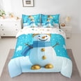 thumbnail image 2 of Manfei Cute Snowman 7 Pieces Bedding Comforter Set,Merry Christmas Full Bedding Set,White Blue Fitted Sheet Flat Sheet For Girls Kids,Ultra Soft Home Decor Reversible, 2 of 8