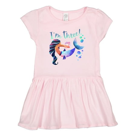 

Inktastic I m Three! 3rd Birthday Pink and Blue Mermaid Gift Toddler Girl Dress