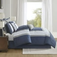 thumbnail image 4 of 510 Design Border King Size Traditional Microfiber Soft Embroidered Comforter Set in Navy for Adults, 4 of 5