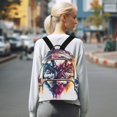 thumbnail image 7 of JIALIOU Mini Backpack Purse for Women Quilted Casual Daypack Small Travel Shoulder Bag, Blue Orange Purple Wolf Faces, 7 of 7