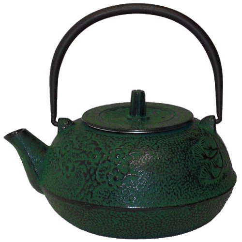 Green Bamboo Japanese Tetsubin Cast Iron Teapot
