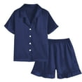thumbnail image 3 of WOYY Toddler Girls Pajama Set Silk Satin Button Down Short Sleeve Top Shorts Pjs, Sizes 3-4T, 3 of 4
