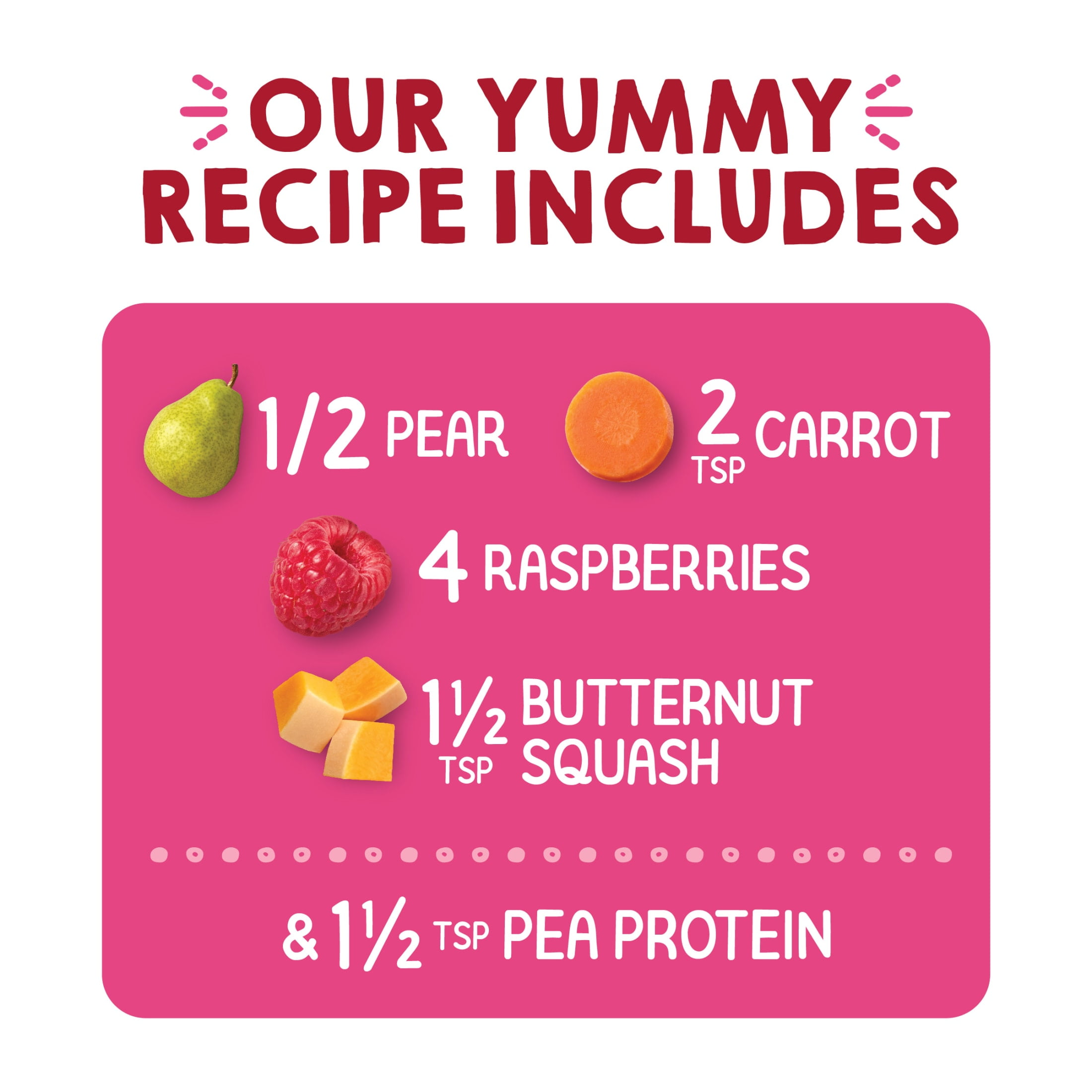(3 pack) Happy Tot Organics Fiber & Protein Stage 4, Pears Raspberries Carrots & Butternut Squash Organic Tot Food, 4 oz. Pouch