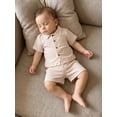 thumbnail image 5 of BemeyourBBs Toddler Baby Boy Summer Clothes 0 6 12 18 24 Months 2 3 4 Years Newborn Baby Boys Summer 2 Piece Outfits Short Sleeve Pocket Button Down Shirt and Shorts Set, 5 of 9