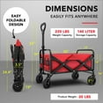 thumbnail image 2 of RONG-3 Collapsible Foldable Heavy Duty Utility Wagon Cart with Larger Capacity - Perfect for Shopping, Sports Events, Grocery, Moving, Camping, Laundry, Beach - Red, 2 of 6