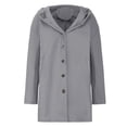 thumbnail image 4 of Babysbule Winter Jackets for Women Women's Casual Solid Color Long Sleeve Button Hooded Woolen Coat, 4 of 5
