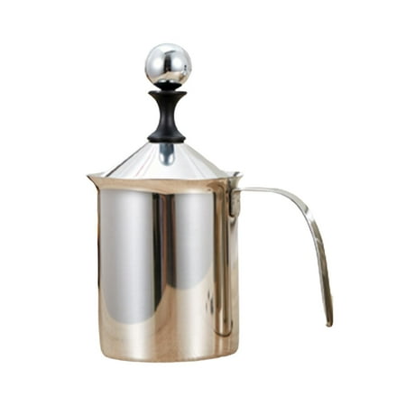 

Manual Milk Creamer Hand Pump Frother with Handle Lid Cream Whisking Head Coffee Creamer - 8x8x18cm