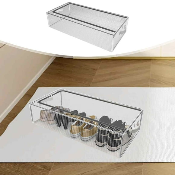 Wal-mart Deals Dianli PVC Shoe Storage Box Transparent Shoe Box Large Capacity Thickened Home Bed Bottom Foldable Installation Shoe Rack Foldable Shoe Box Stationery on Rollback