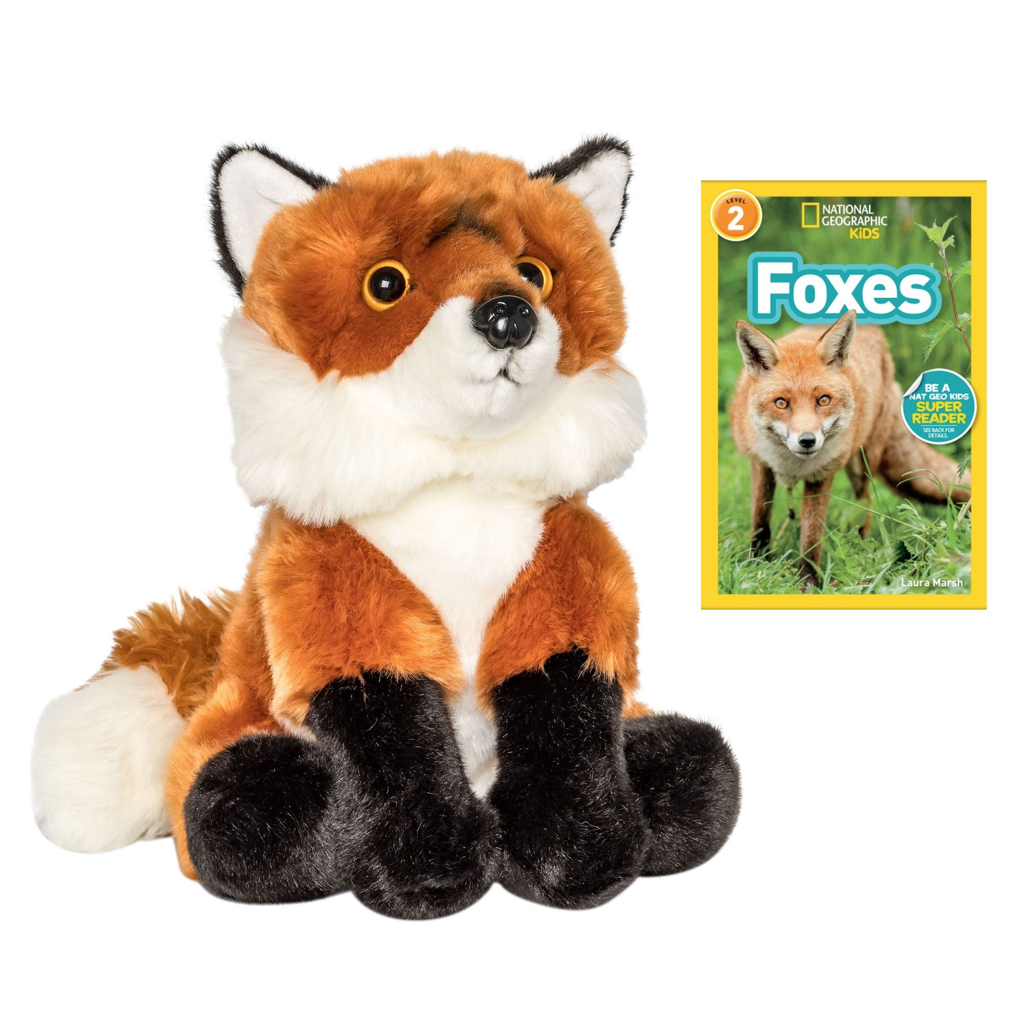 Wildlife Tree Plush Red Fox Stuffed Animal + National Geographic Book Foxes (L2) - Walmart.com