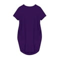 thumbnail image 3 of OKBOP Short Sleeve Round-Neck Dress Womens Jumper Ladies Oversized Baggy Short Sleeve Pocket Pullover Mini Dress sun Little Black Dress Dress Clearance Purple XXXL, 3 of 4