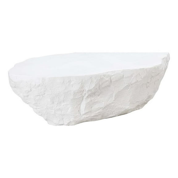 Maklaine Transitional White Finish Durable Concrete Coffee Table