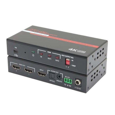 UPC: 0608415712947 | SP-HD-2B 2-Channel HDMI Splitter with Analog and Optical Audio Output and 4K Support